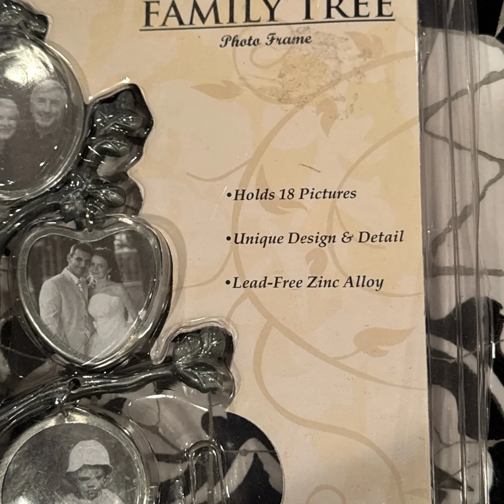 NEW Family Tree Photo Frame Display 9 Double Sided Hanging Frames Metal NOS - Picture 2 of 11